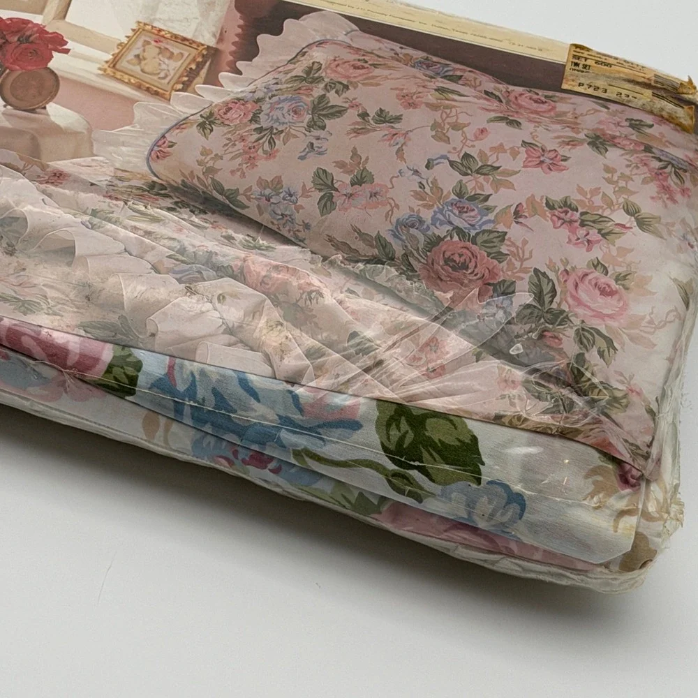 Vintage‎ JCPenney The Home Collection Amanda Floral Twin Sheet Set Pink Rose NEW